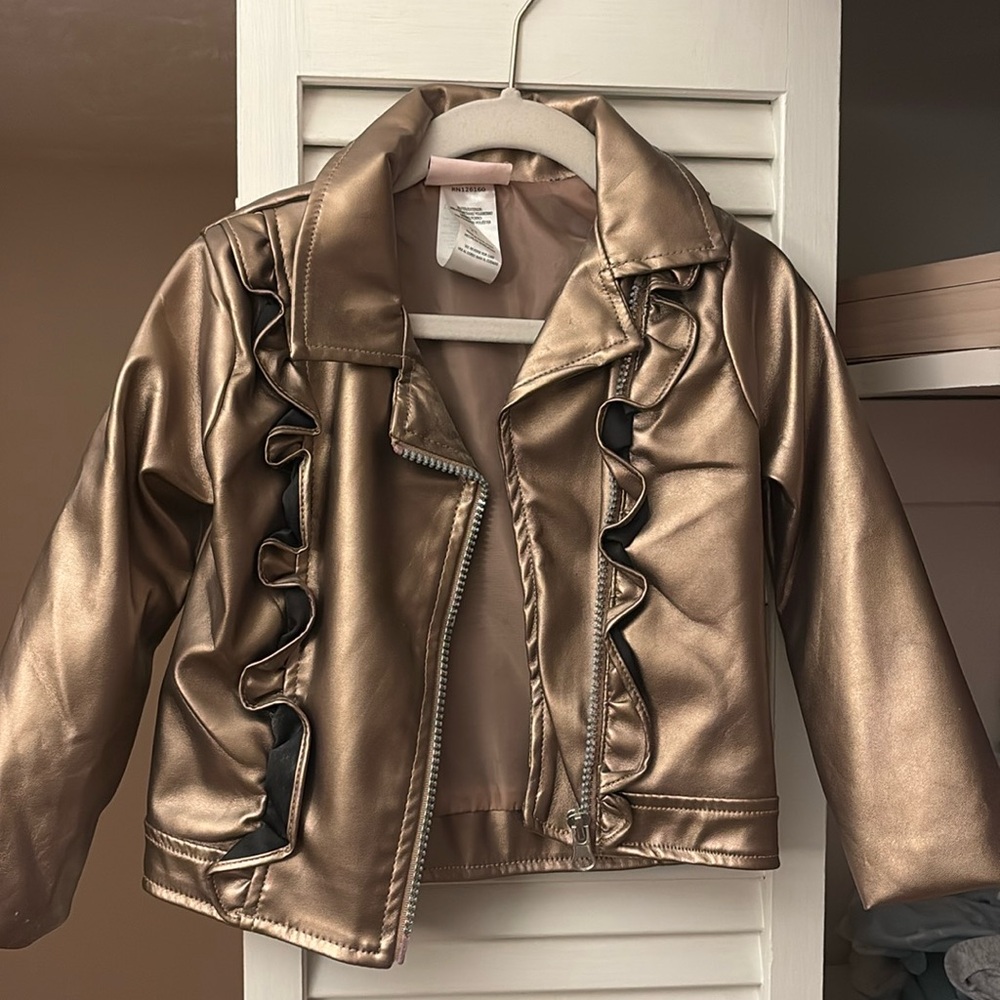Kids Metallic Faux Leather Jacket